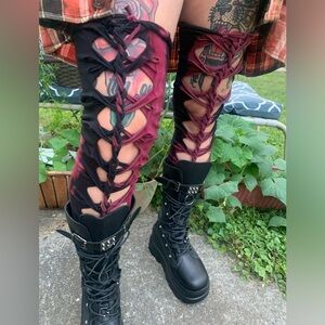 Braided thigh high leg warmers made to order, with our without ties